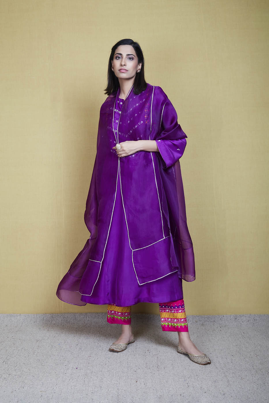 muskaan purple kurta set