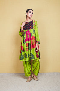 guncha yellow green kurta set