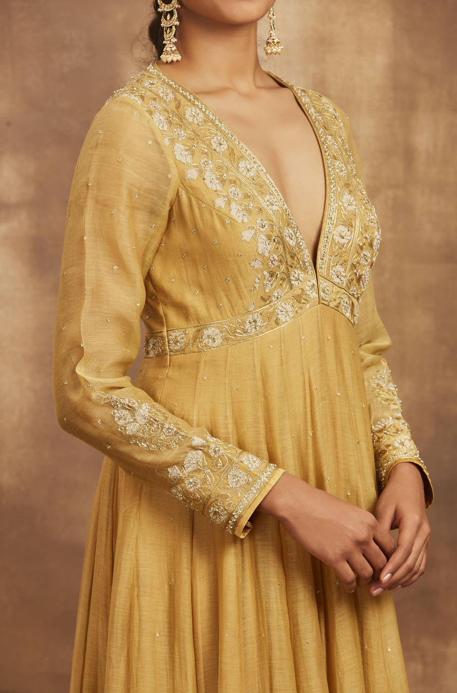sunheri anarkali set