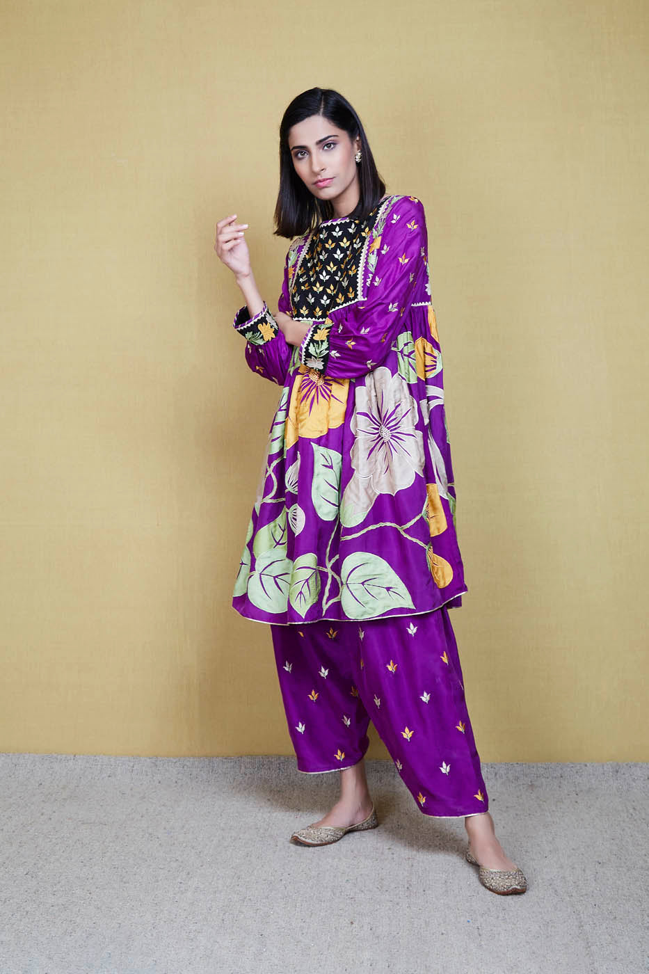 guncha purple kurta set