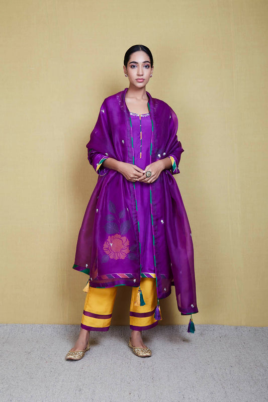 phool purple kurta set