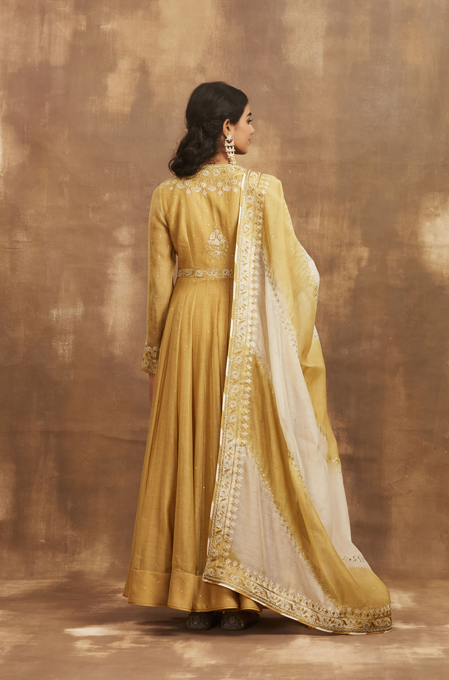 sunheri anarkali set