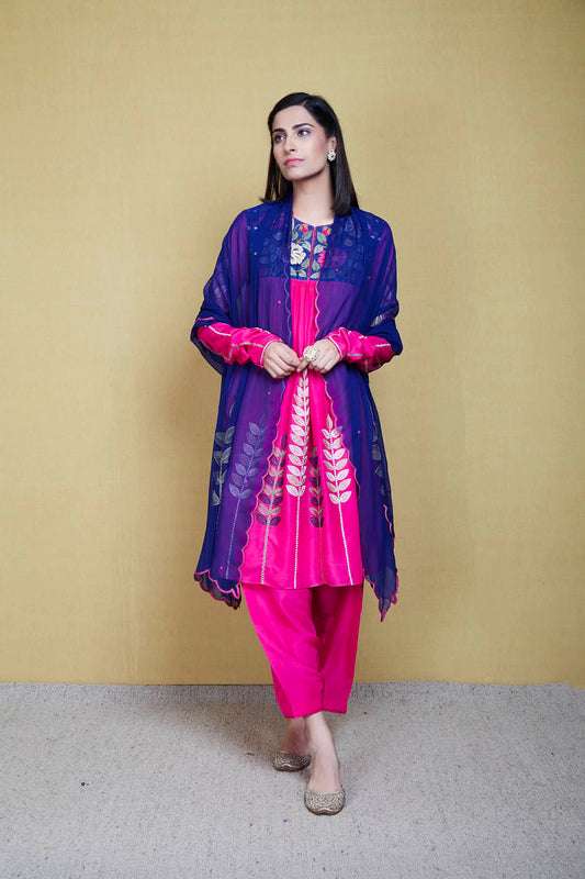 charvi deep pink kurta set