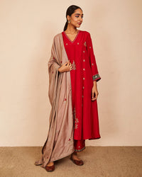 kavya kurta set red