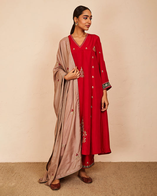 kavya kurta set red