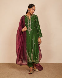 niva kurta set green