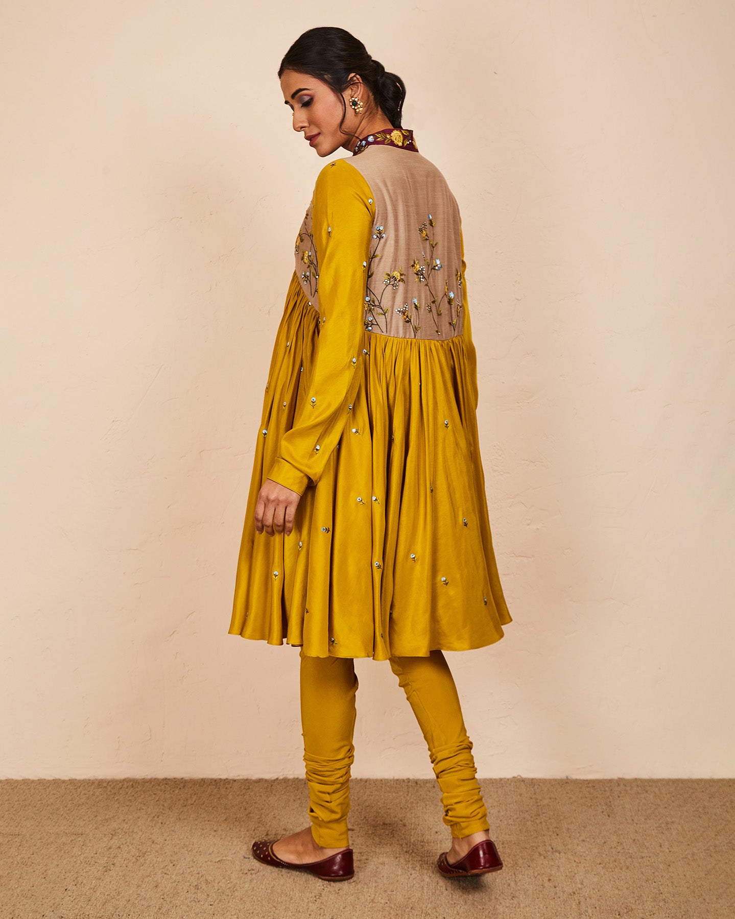 dhara anarkali set mustard