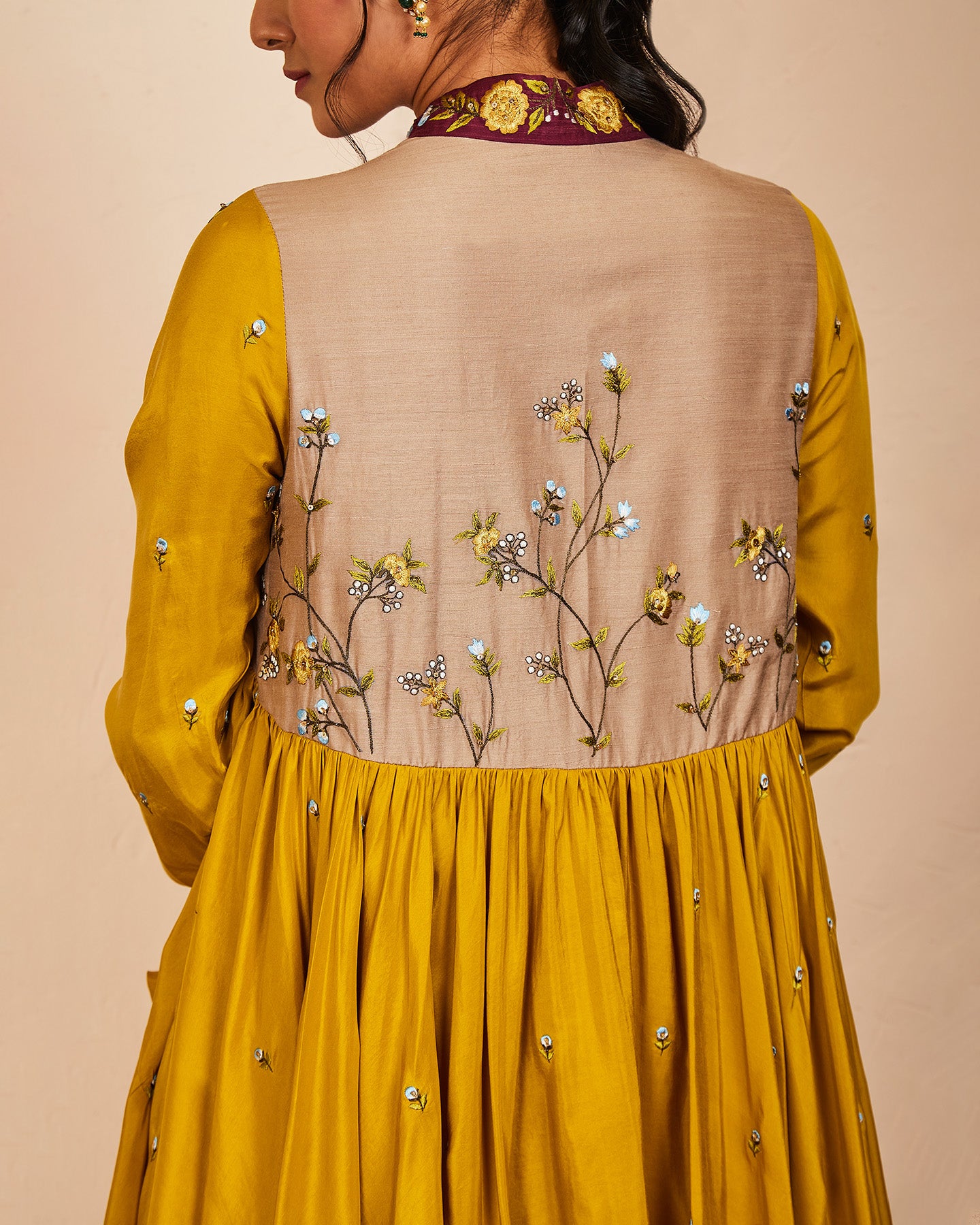 dhara anarkali set mustard
