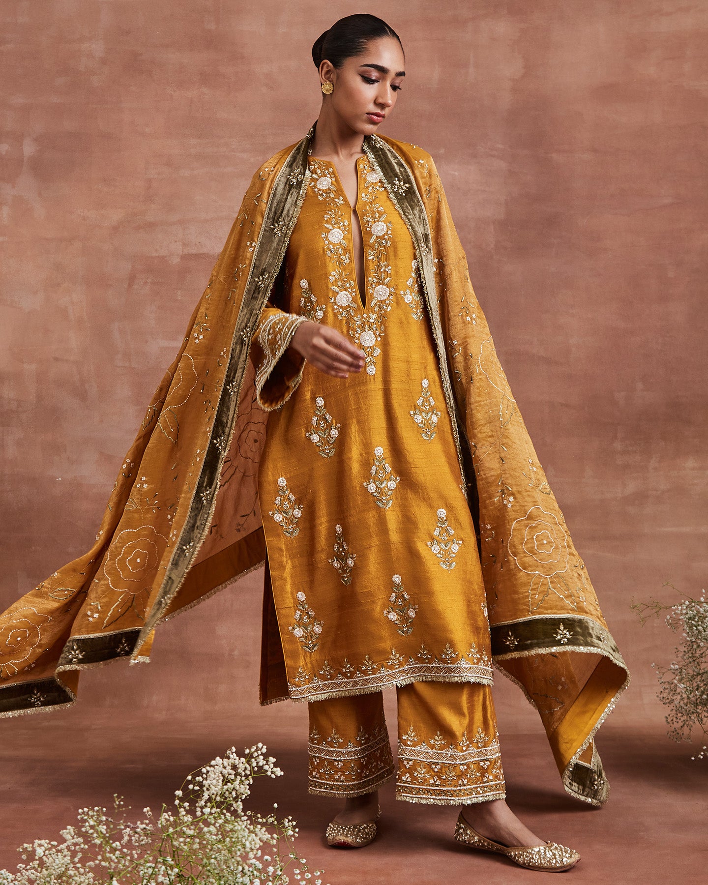 adah kurta set ochre