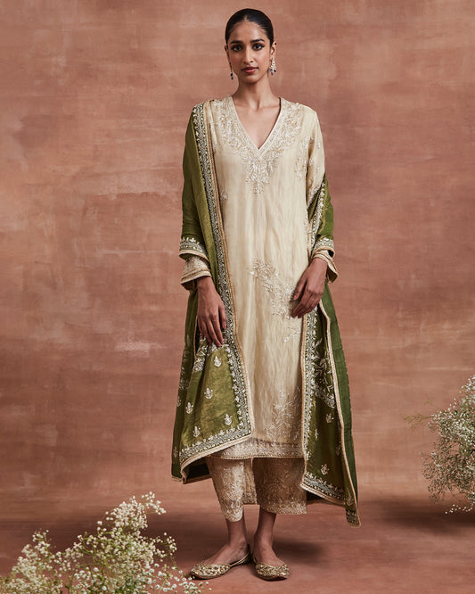 kaihika kurta set gold olive
