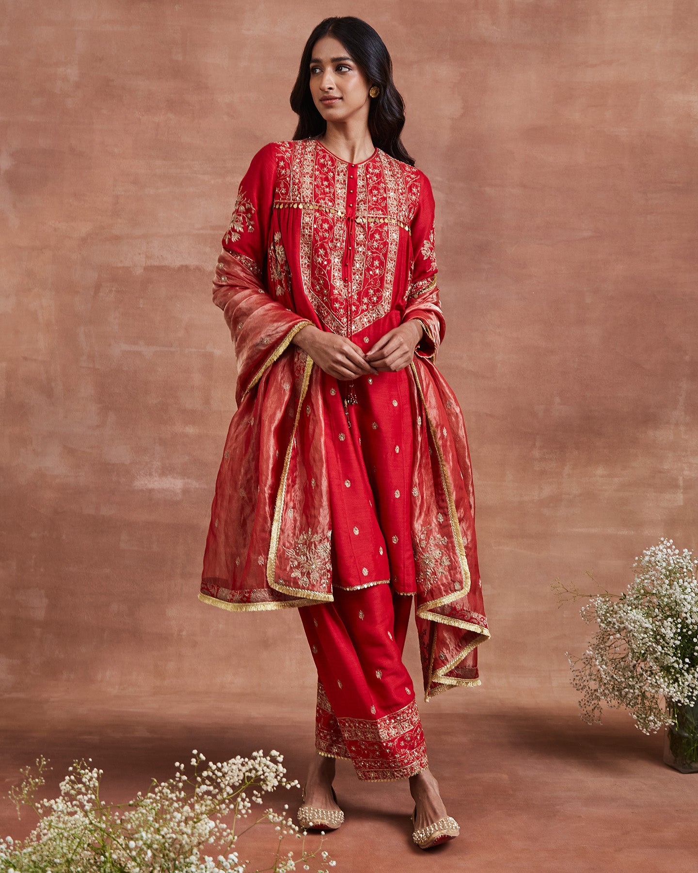 mitra kurta set red