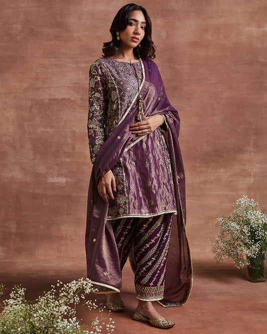 barhi kurta set purple