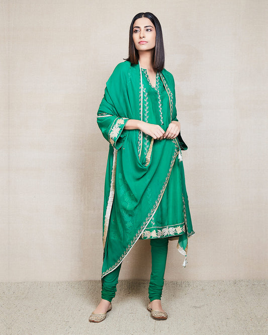 ahila dark green kurta set