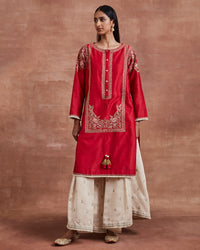 dipal kurta set red beige
