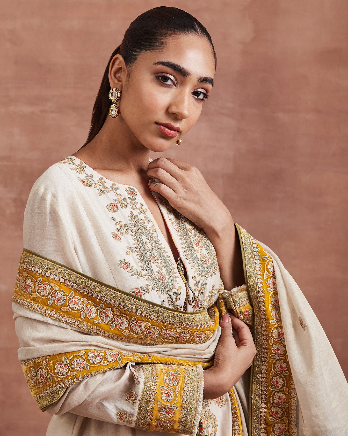 mahi kurta set beige ochre
