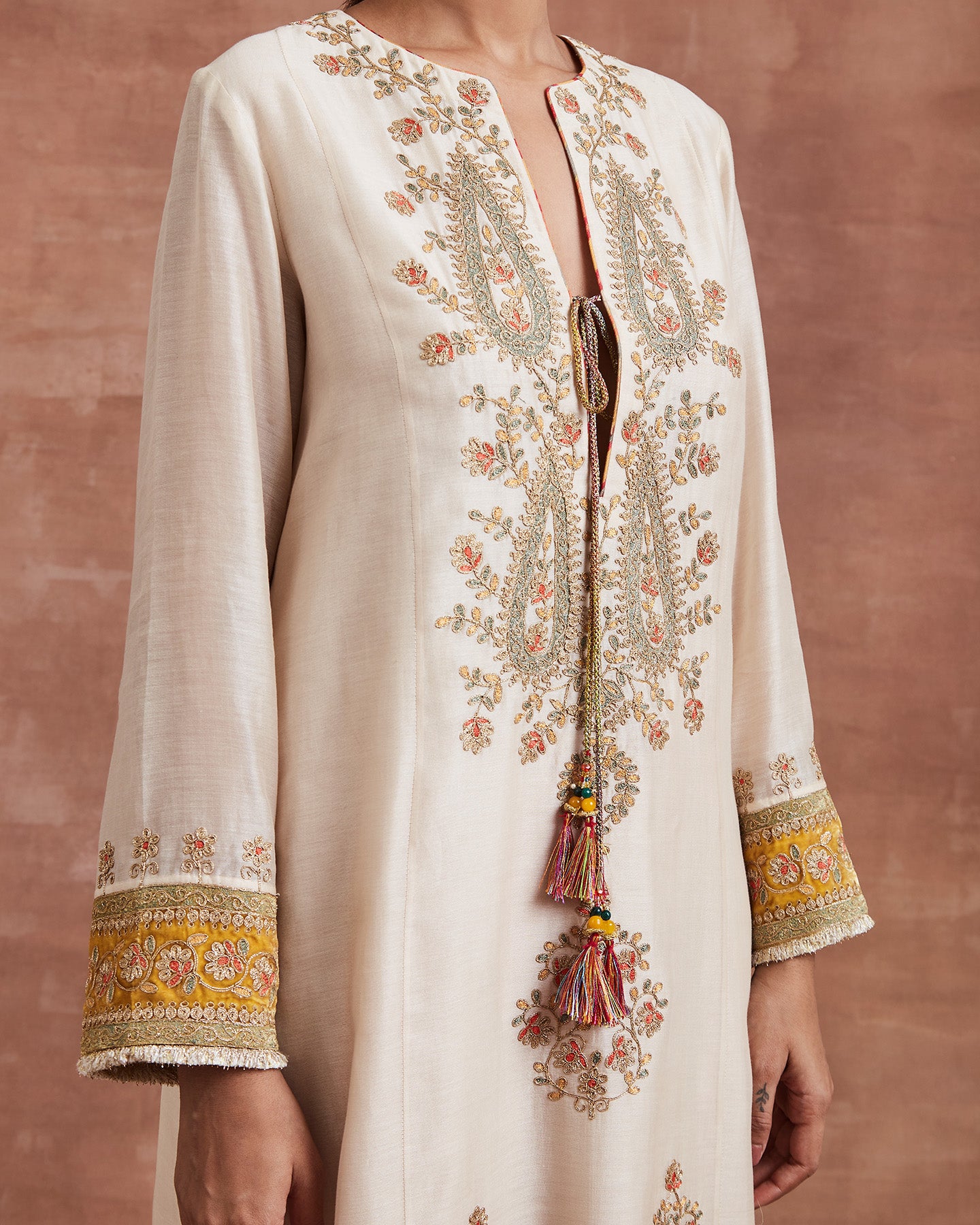 mahi kurta set beige ochre