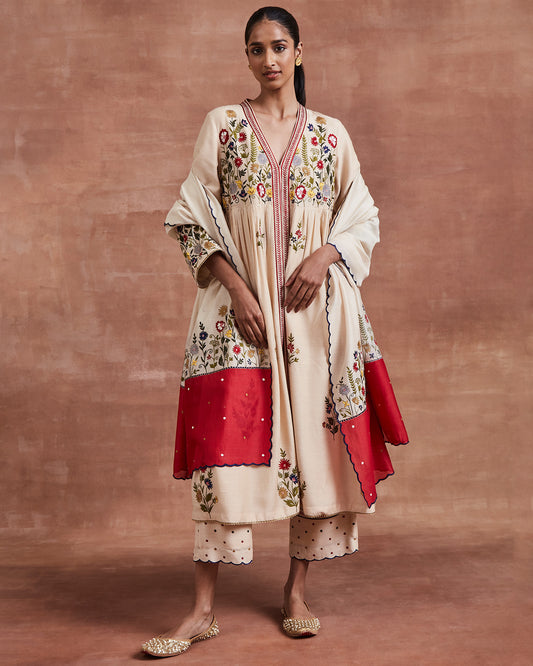 aayu kurta set beige red