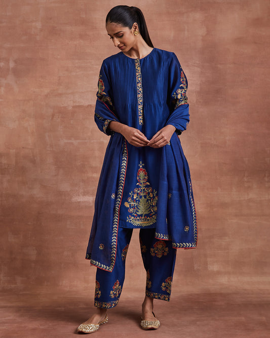 malay kurta set blue