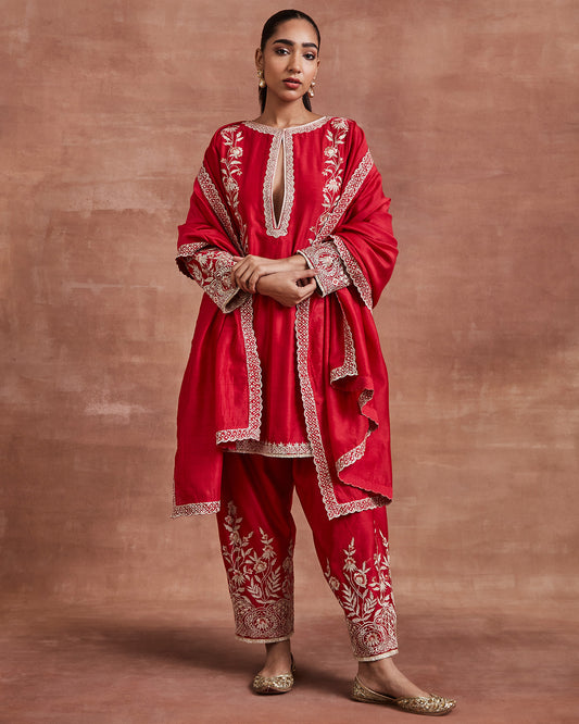 snehal kurta set red