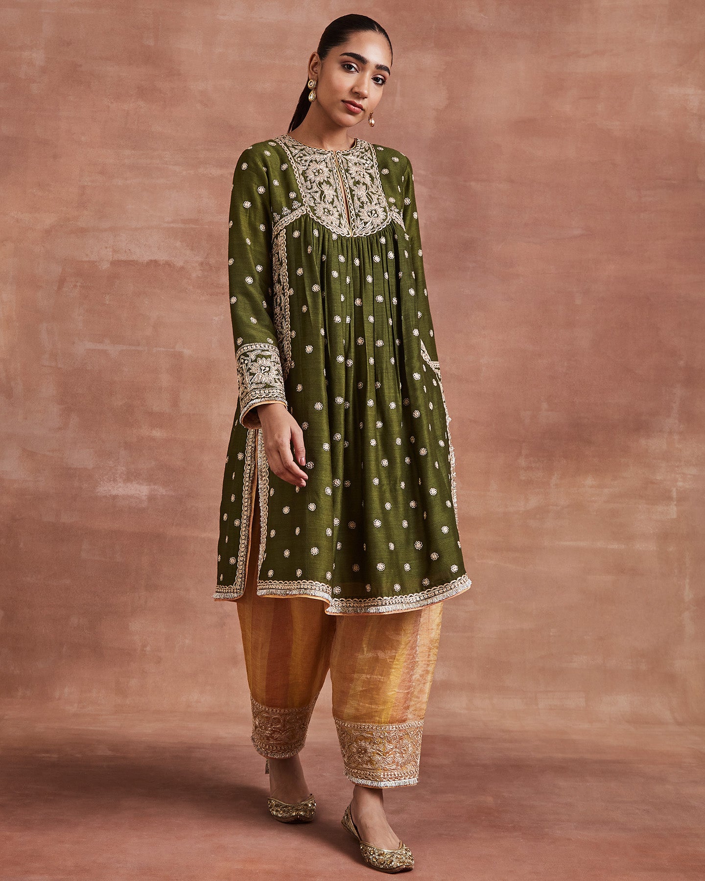 mahin kurta set olive green yellow