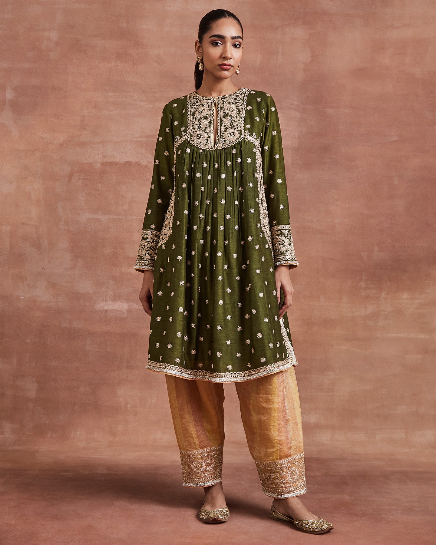 mahin kurta set olive green yellow