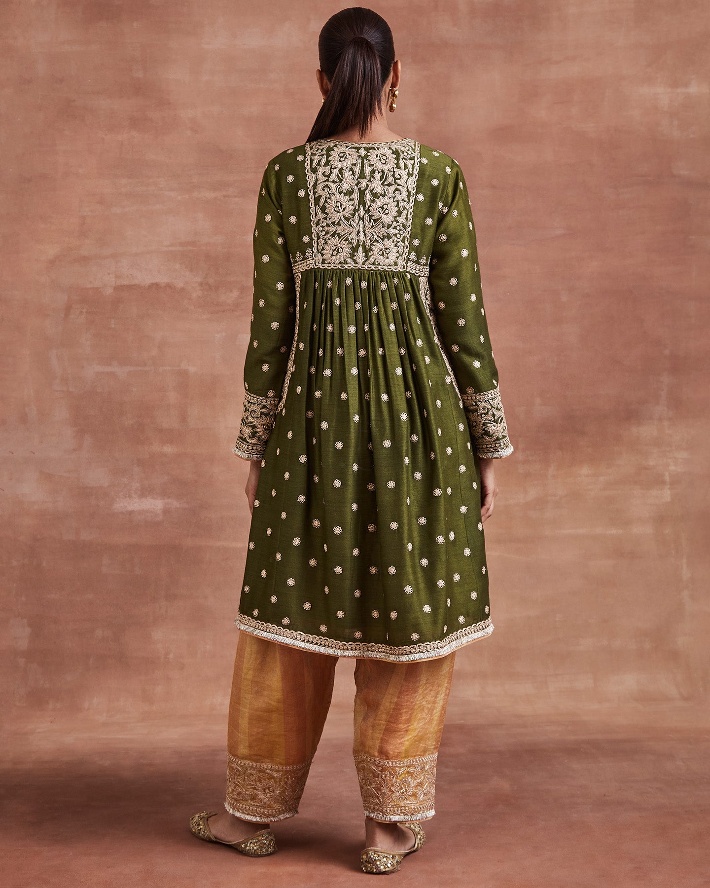 mahin kurta set olive green yellow