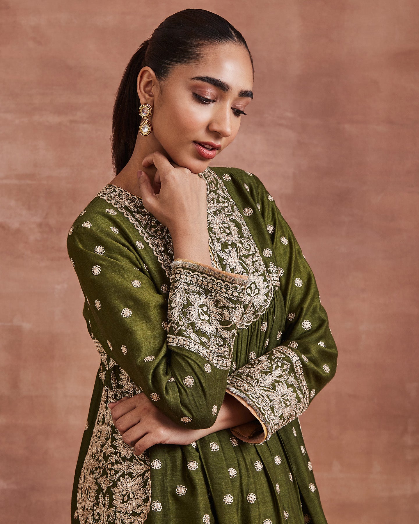 mahin kurta set olive green yellow