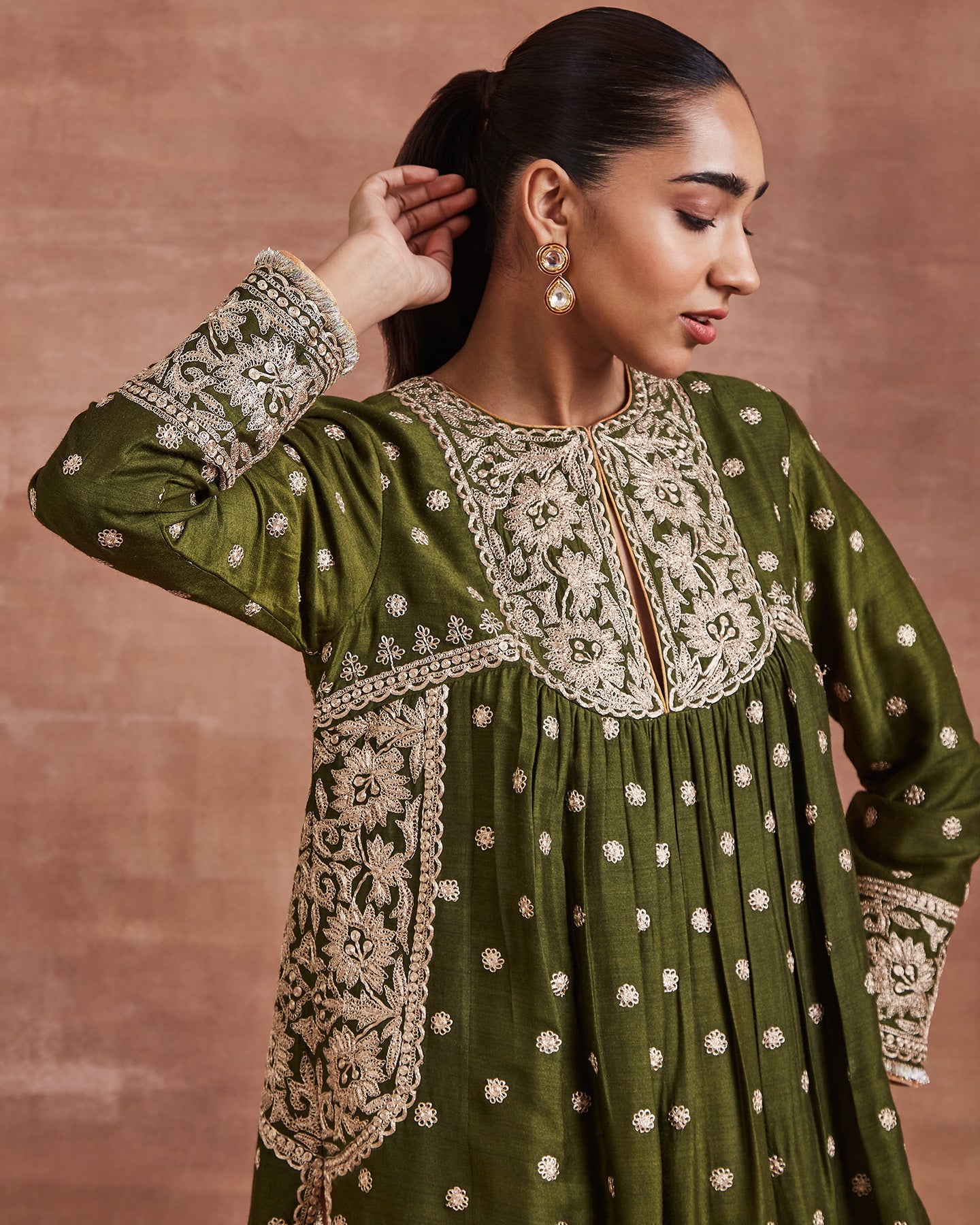mahin kurta set olive green yellow
