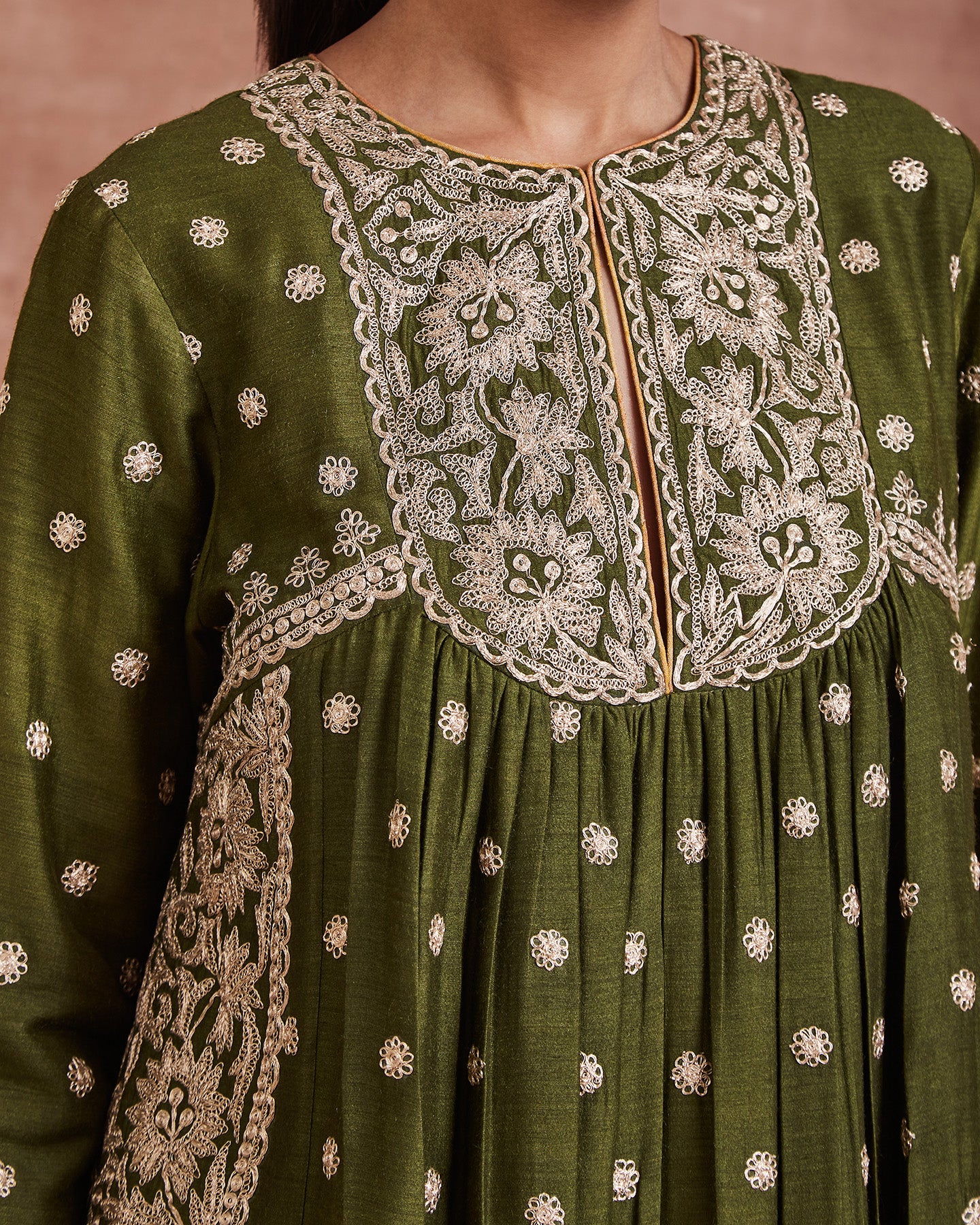 mahin kurta set olive green yellow