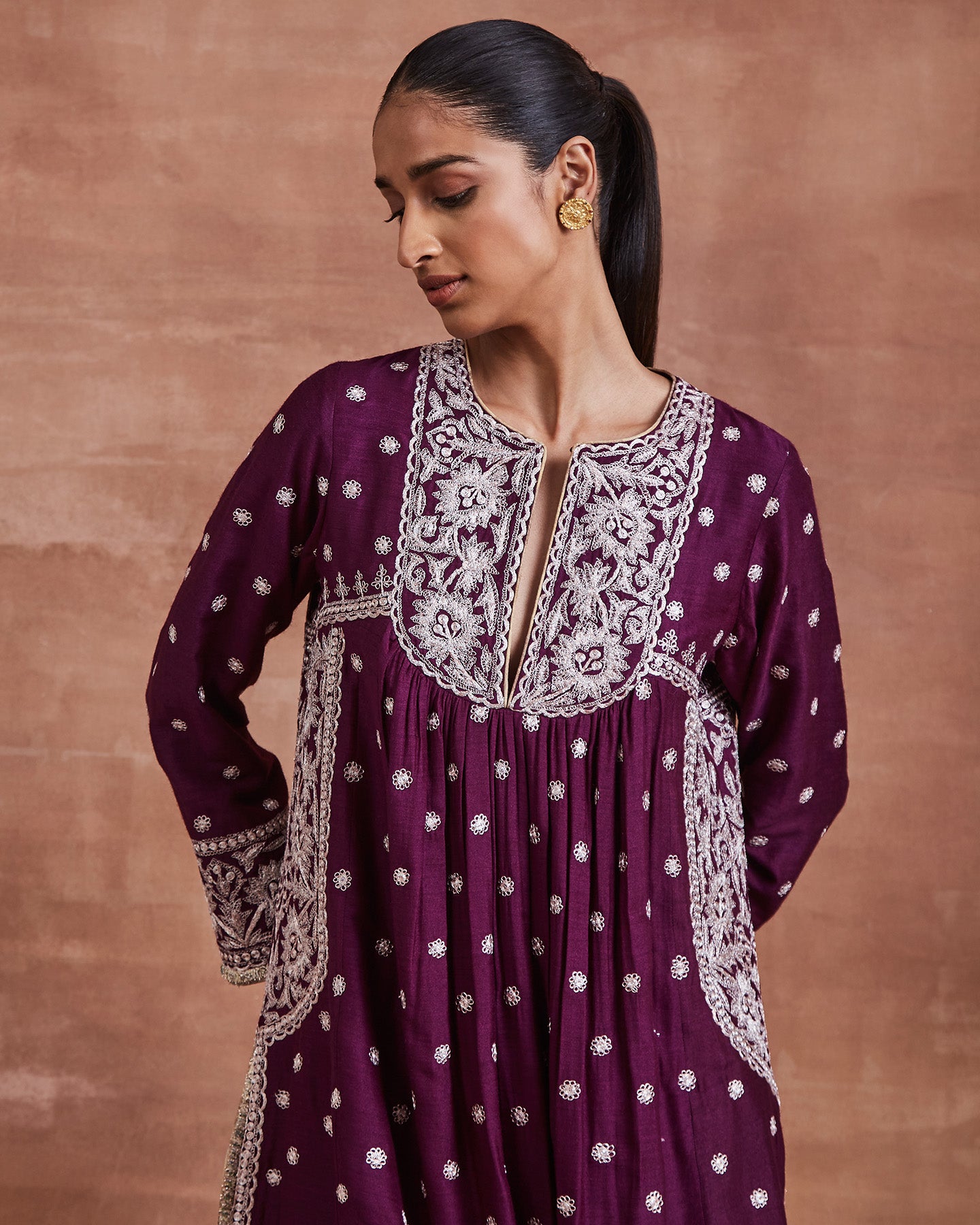 lahar kurta set purple silver