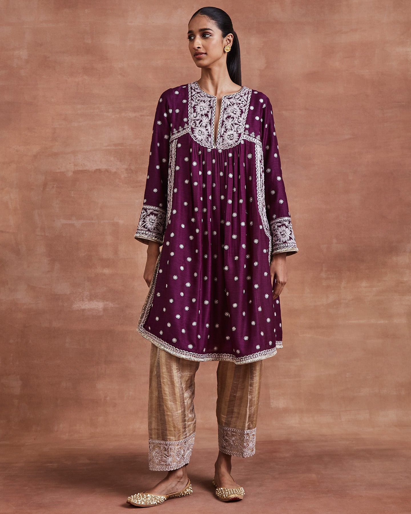 lahar kurta set purple silver