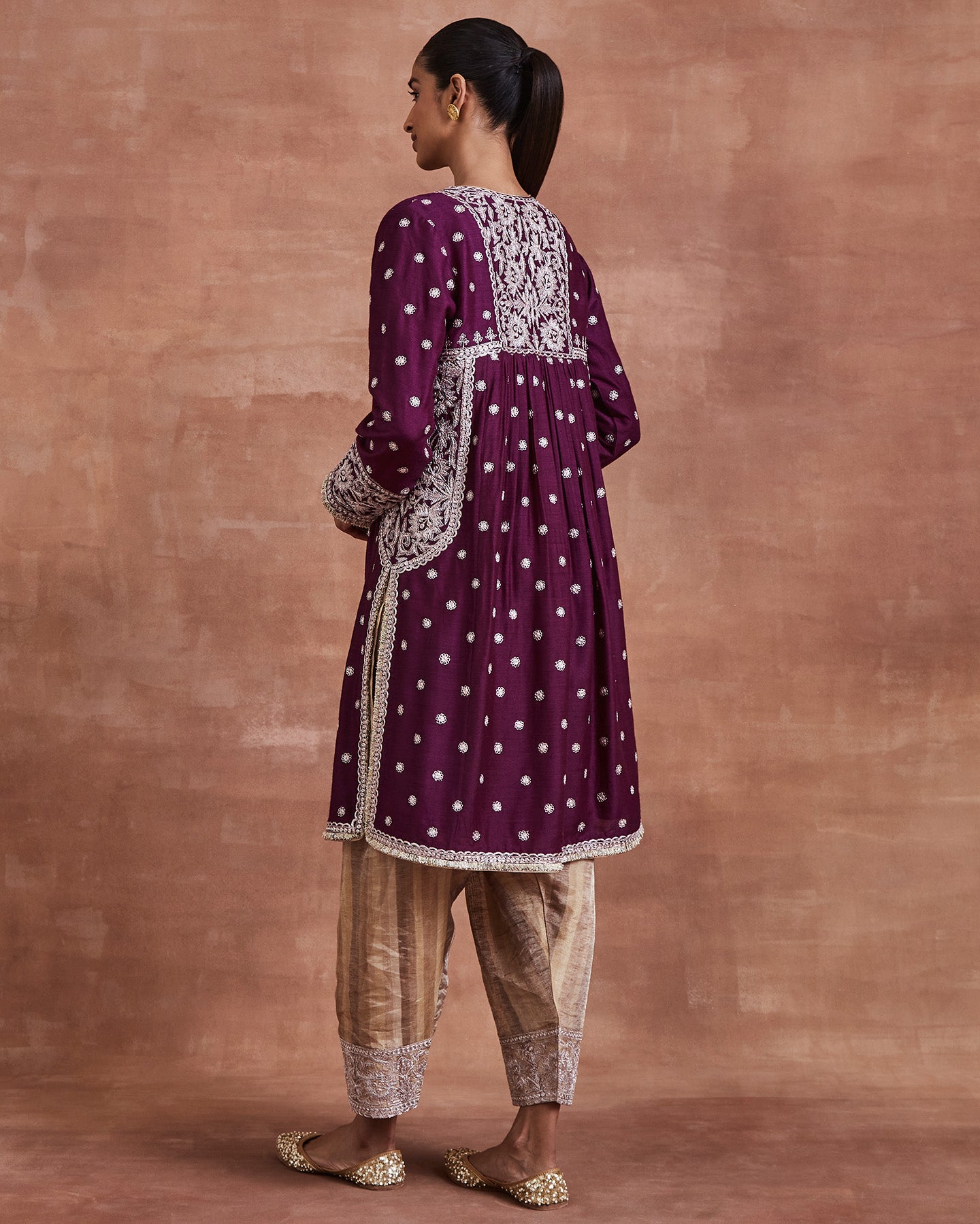 lahar kurta set purple silver