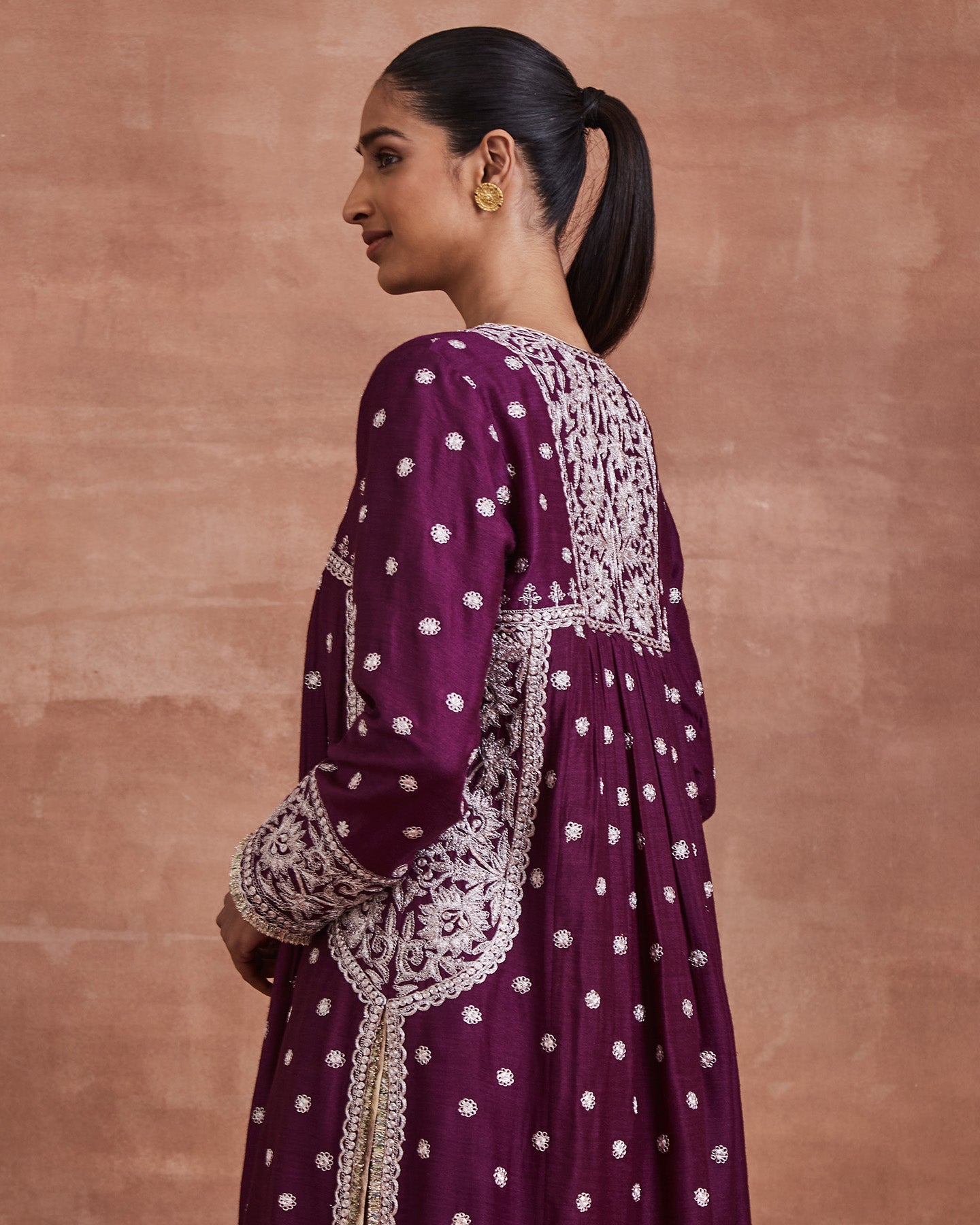 lahar kurta set purple silver