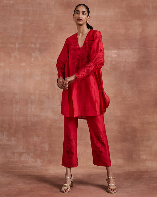 prisha co ordinate set red