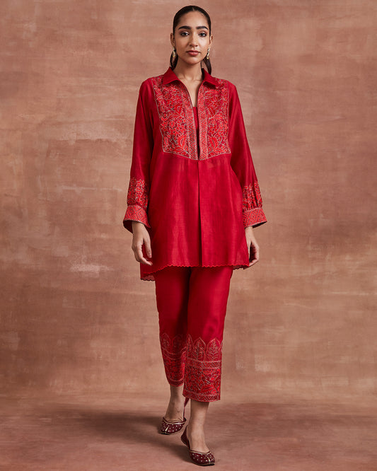 lekha co ordinate set red