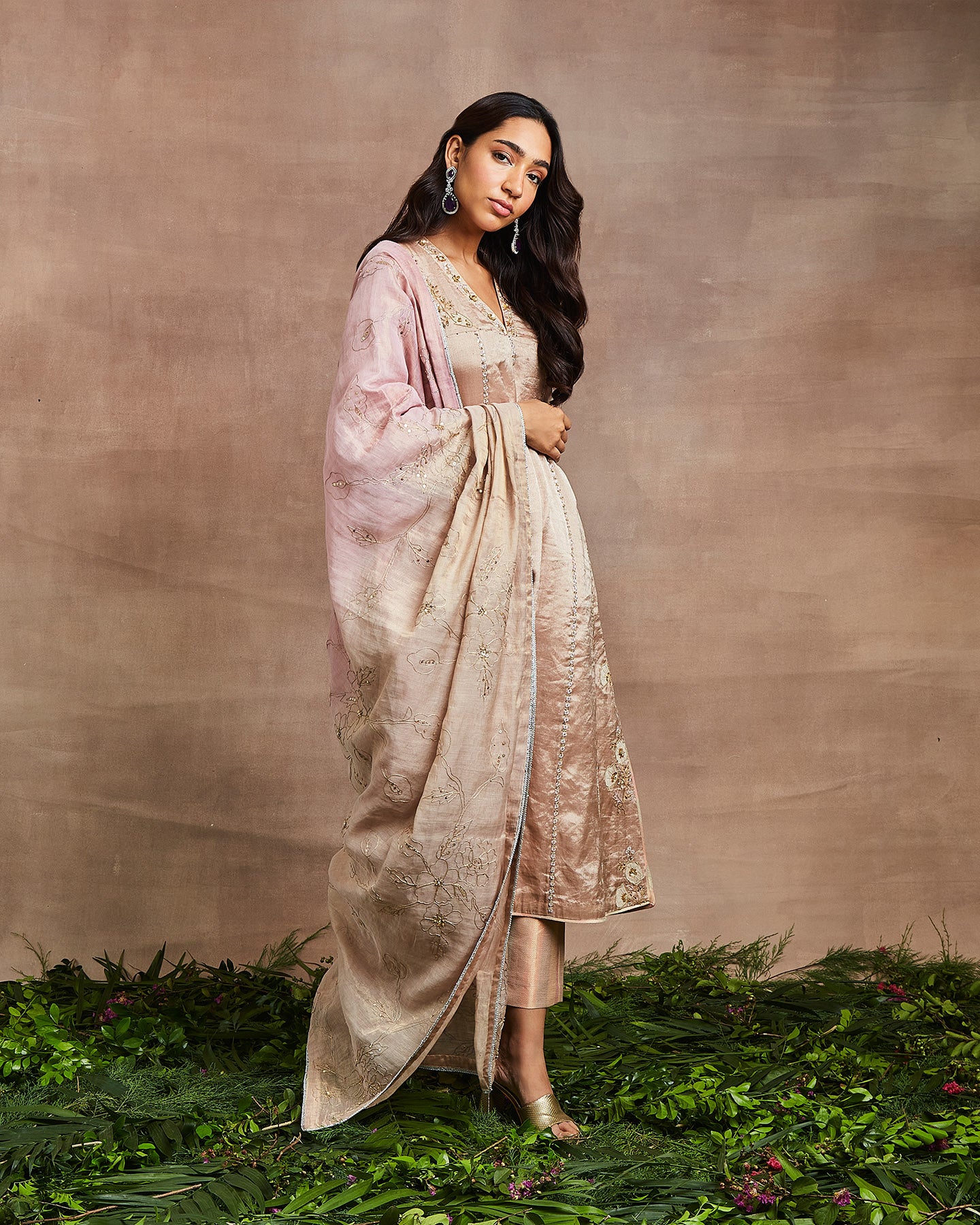 wajiha kurta set peach