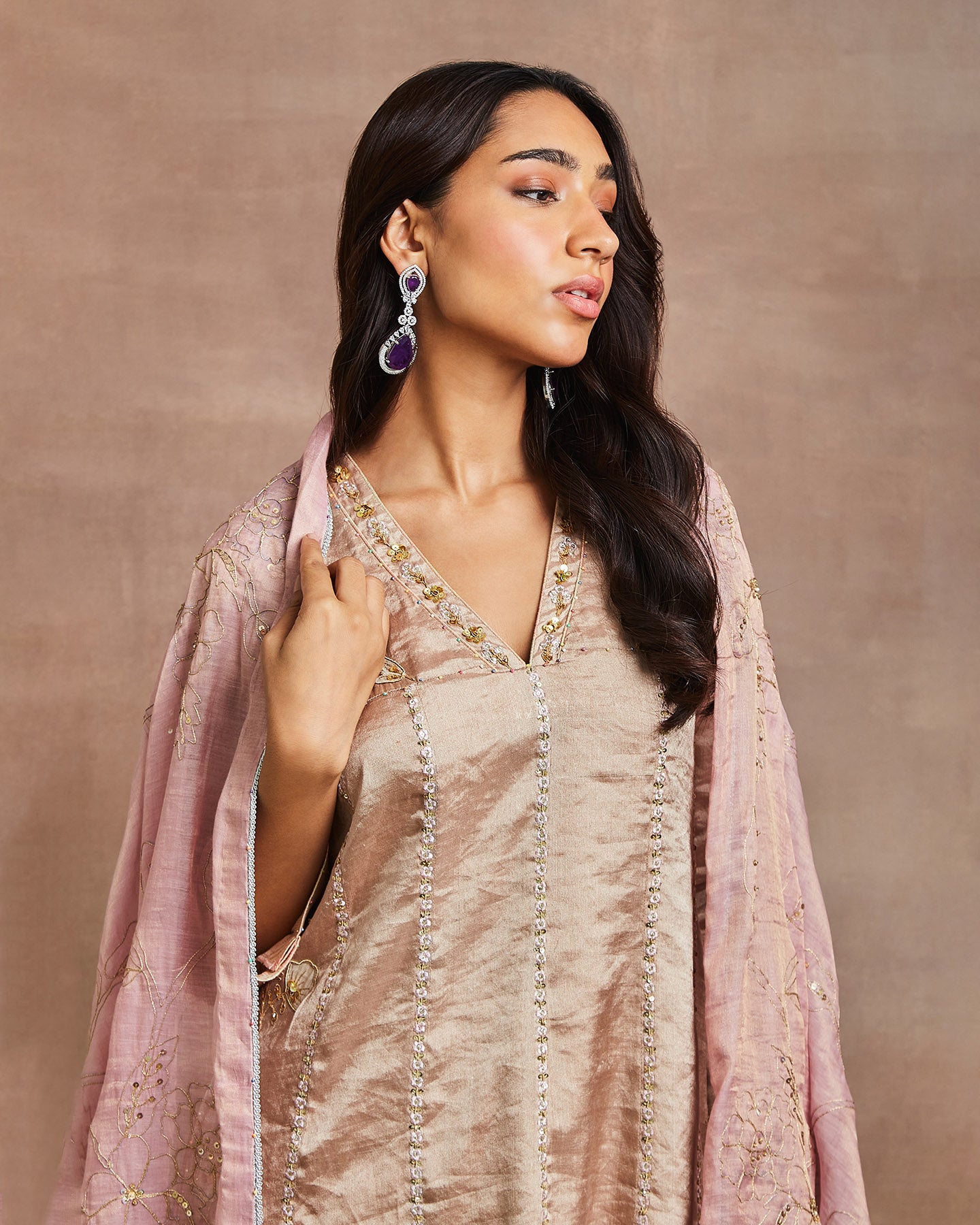 wajiha kurta set peach