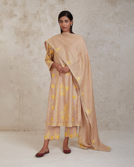hanan kurta set beige