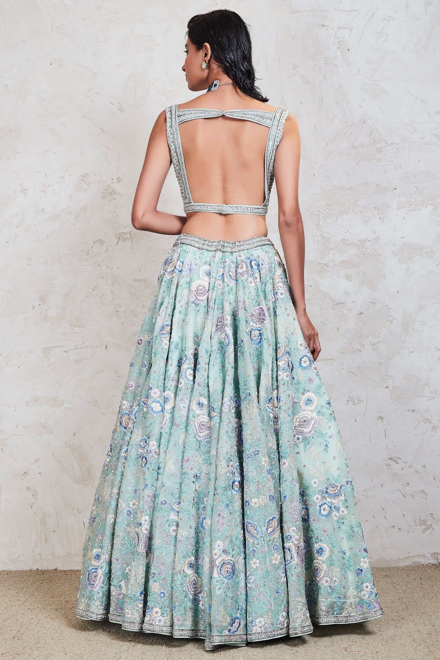 zuri lehenga set mint blue