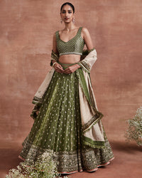 dharini lehenga set olive beige