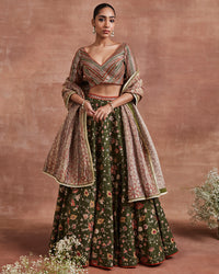 mehdi lehenga set olive