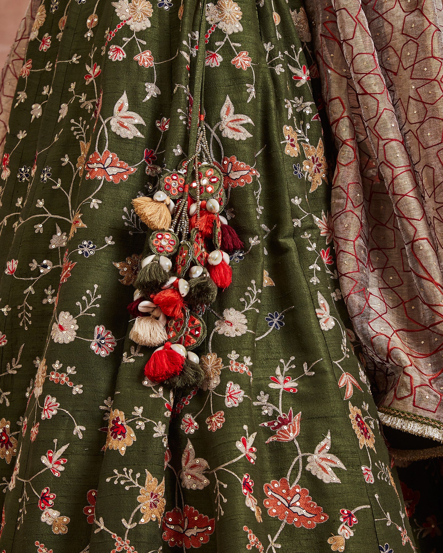 mehdi lehenga set olive