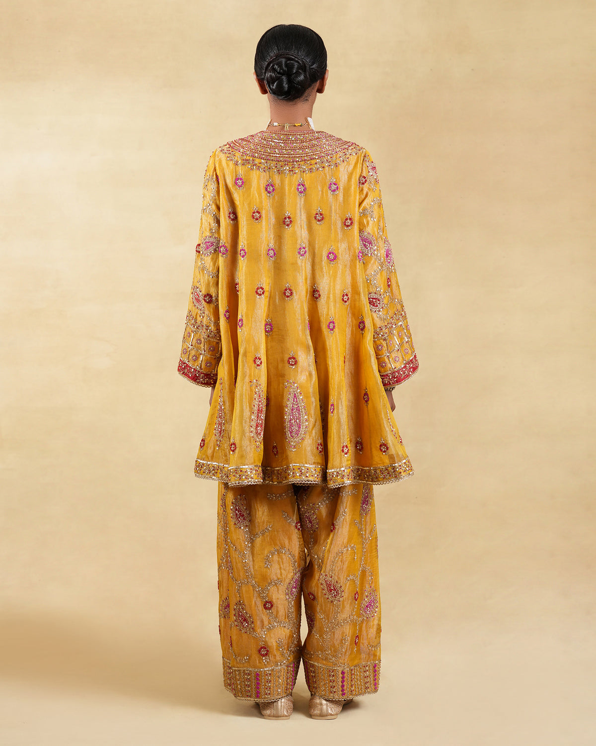 Zard Short Anarkali Set