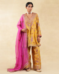 Zard Short Anarkali Set