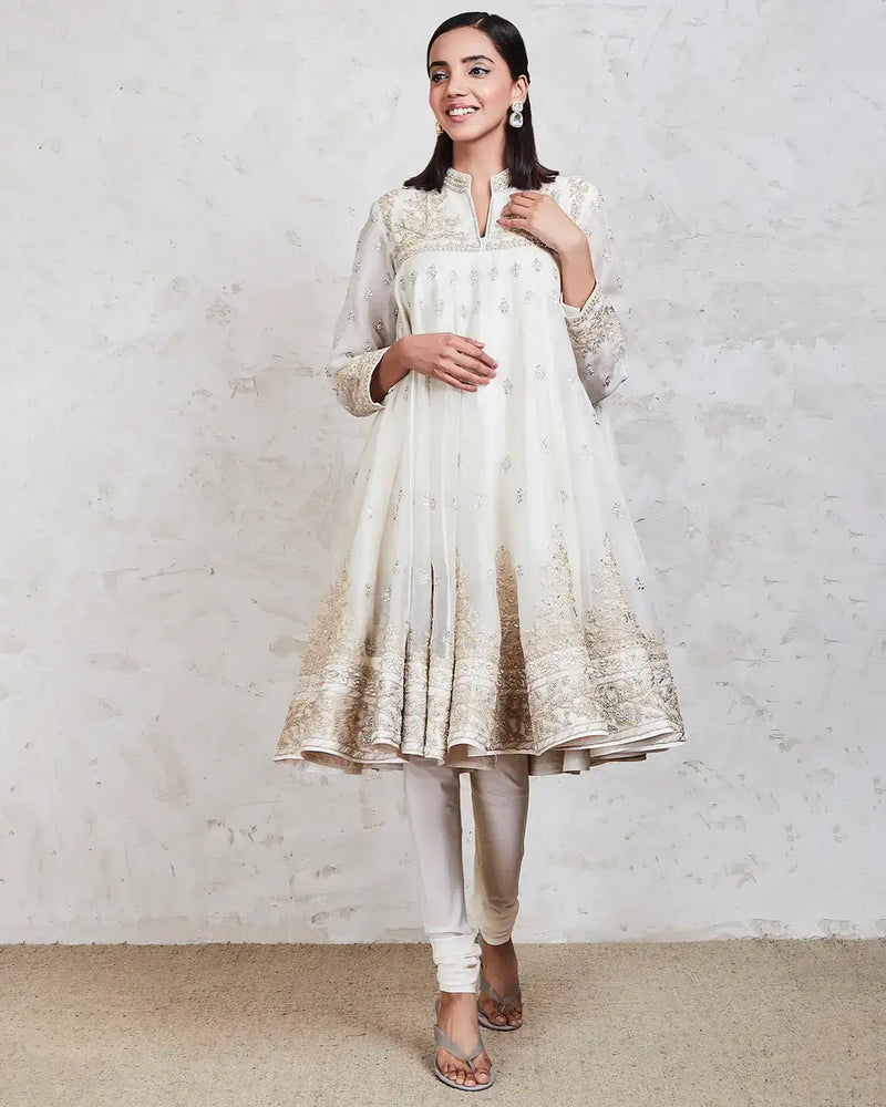 jauhara anarkali set ivory