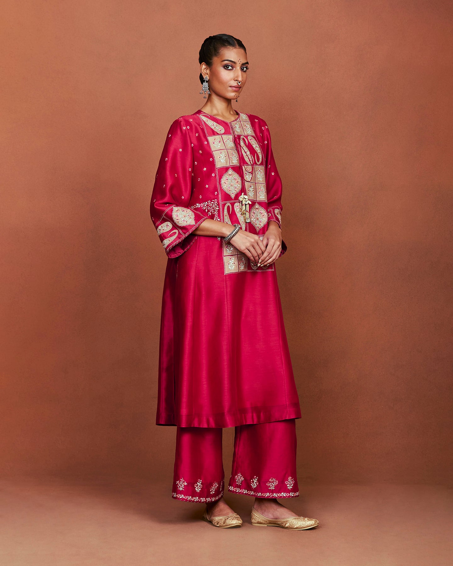 Oor Deep Red Long Kurta Set