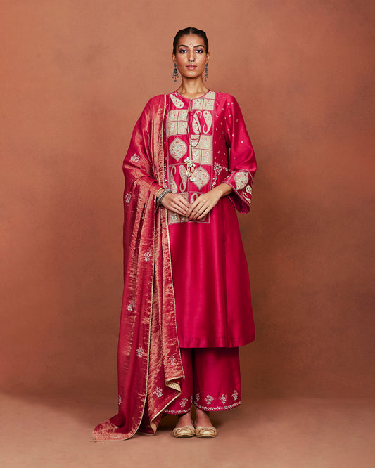 Oor Deep Red Long Kurta Set