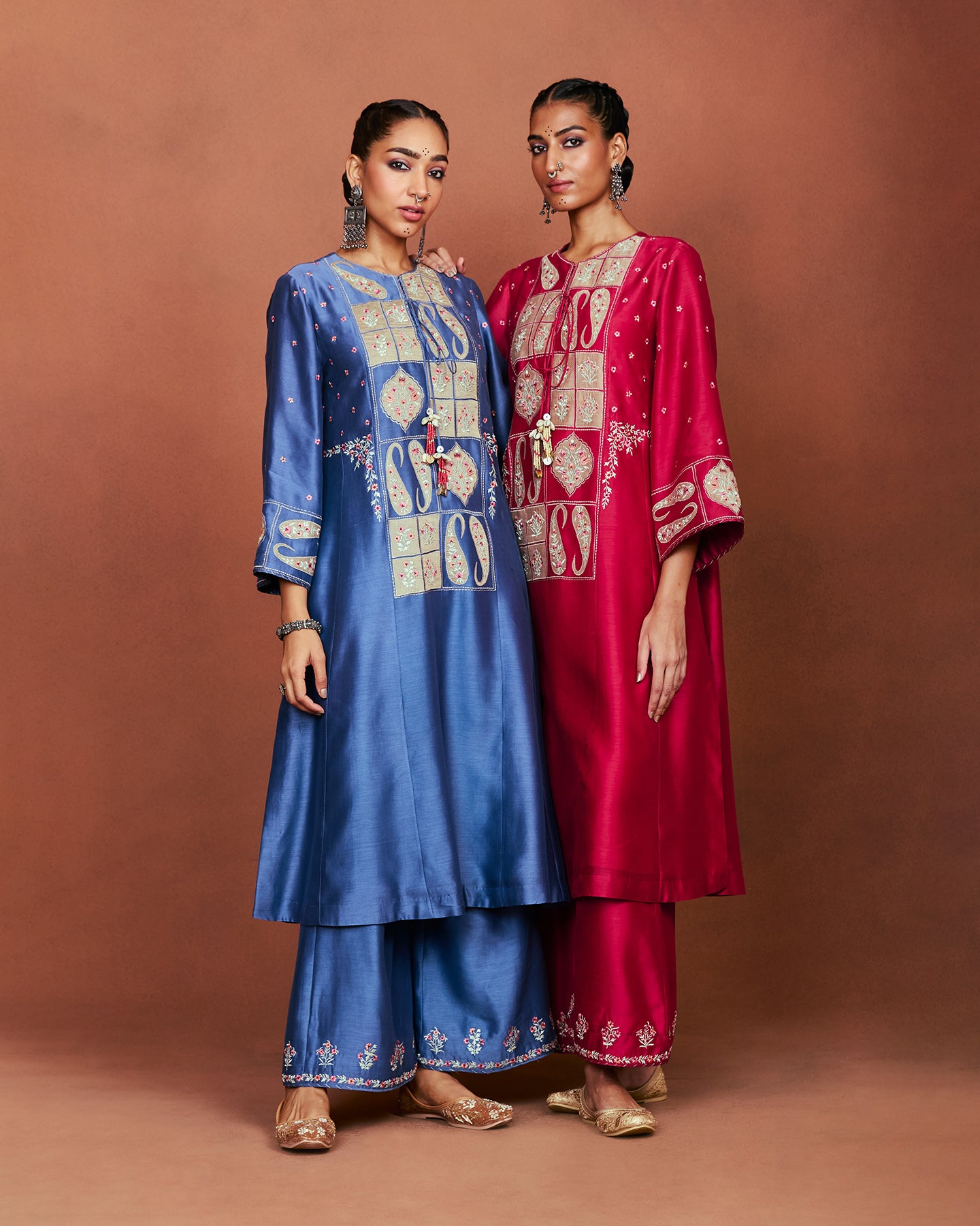 Oor Medium Blue Long Kurta Set