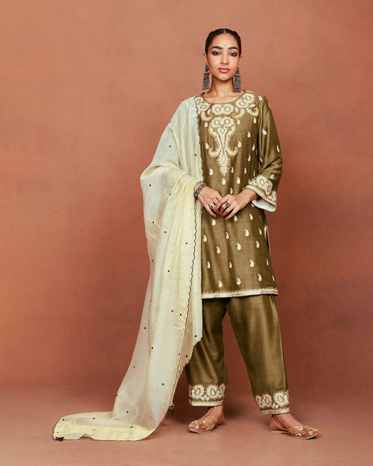 Nai Olive Green Short Kurta Set