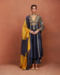 Nira Charcoal Grey Long Kurta Set